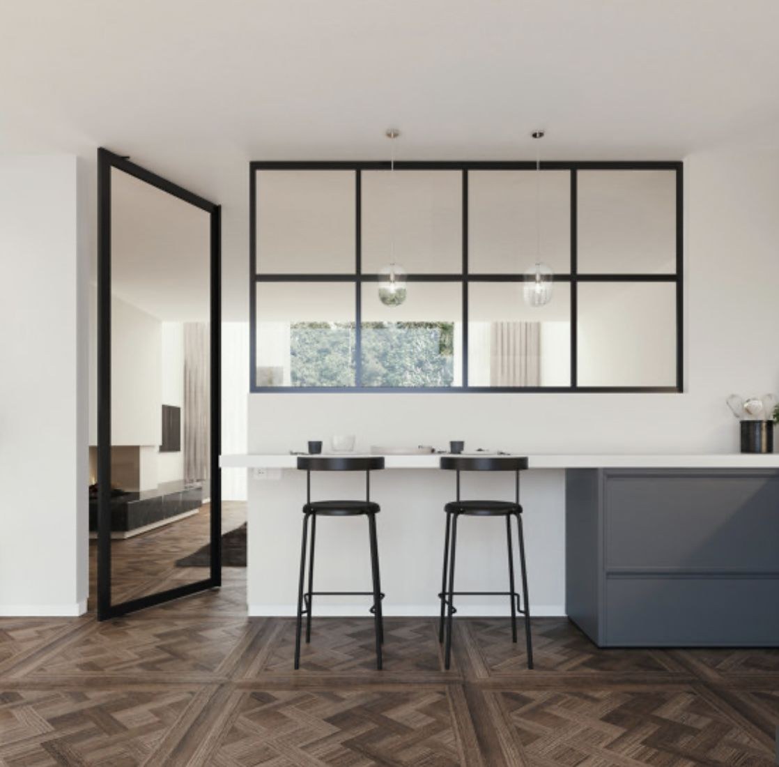 Separación interior de hierro y cristal estilo industrial instalada en Vilafranca del Penedès por RDA Ventanas